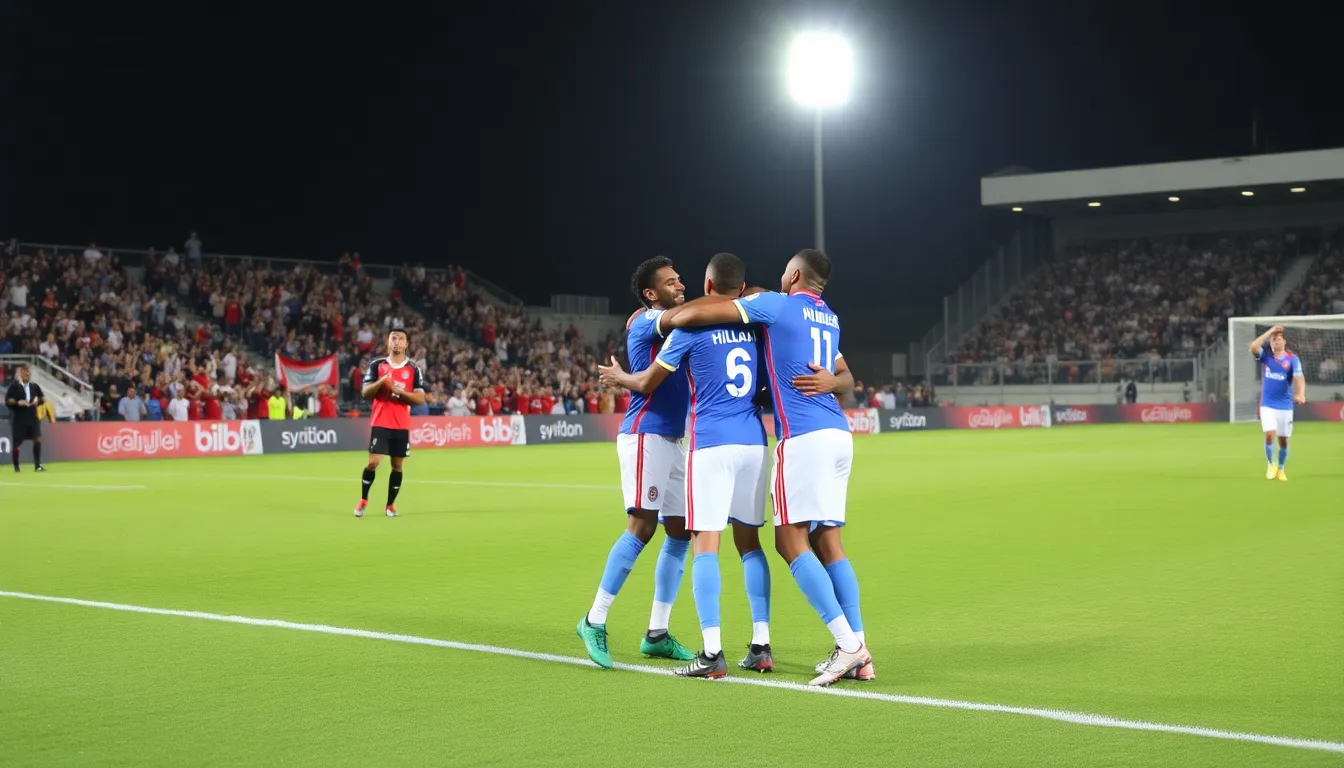 AlHilal's key striker scoring a goal, demonstrating skill and determination as he contributes to the team's success