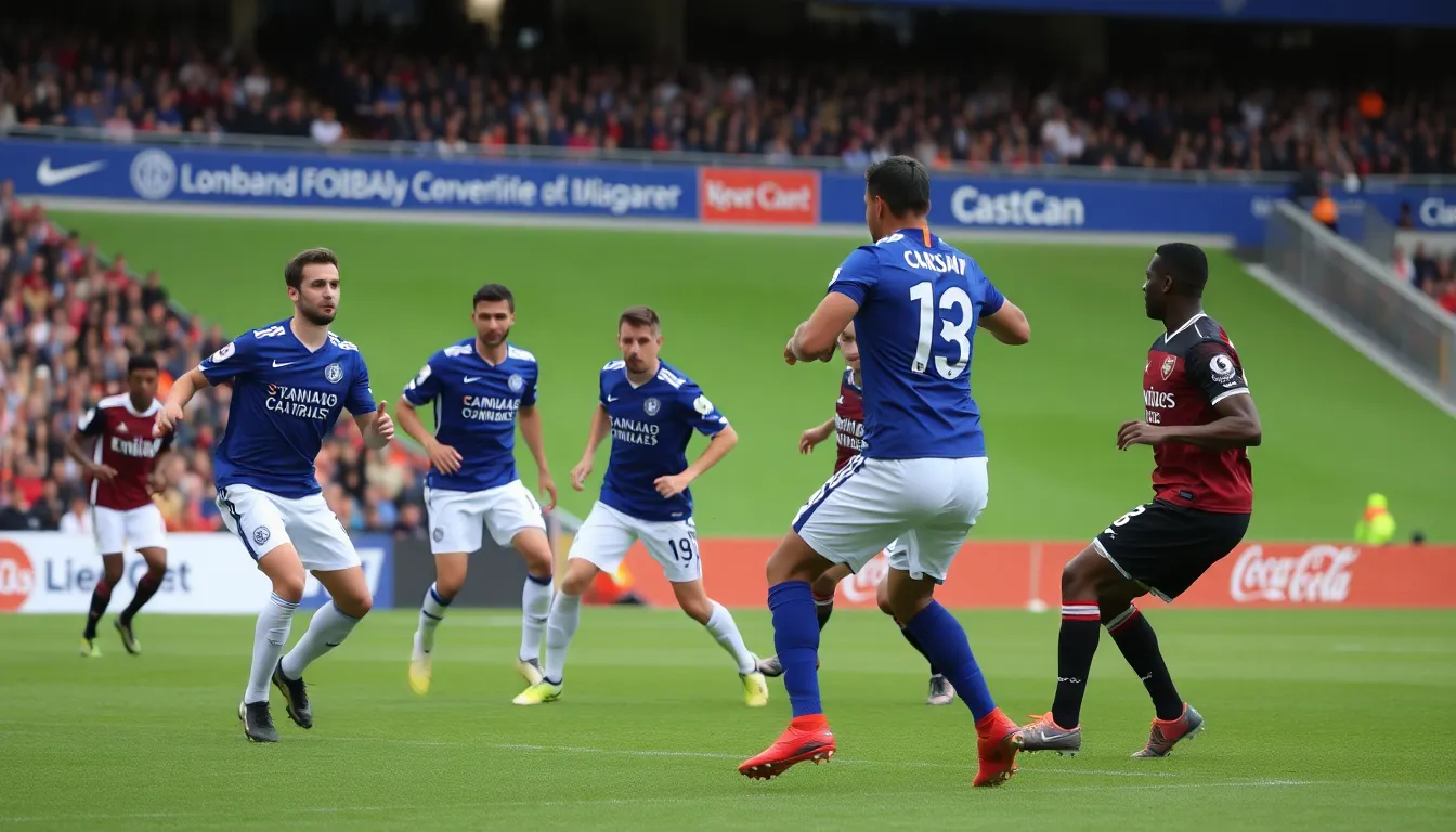 The stadium atmosphere is electric as passionate fans cheer for their respective teams, reflecting the significance of the London derby