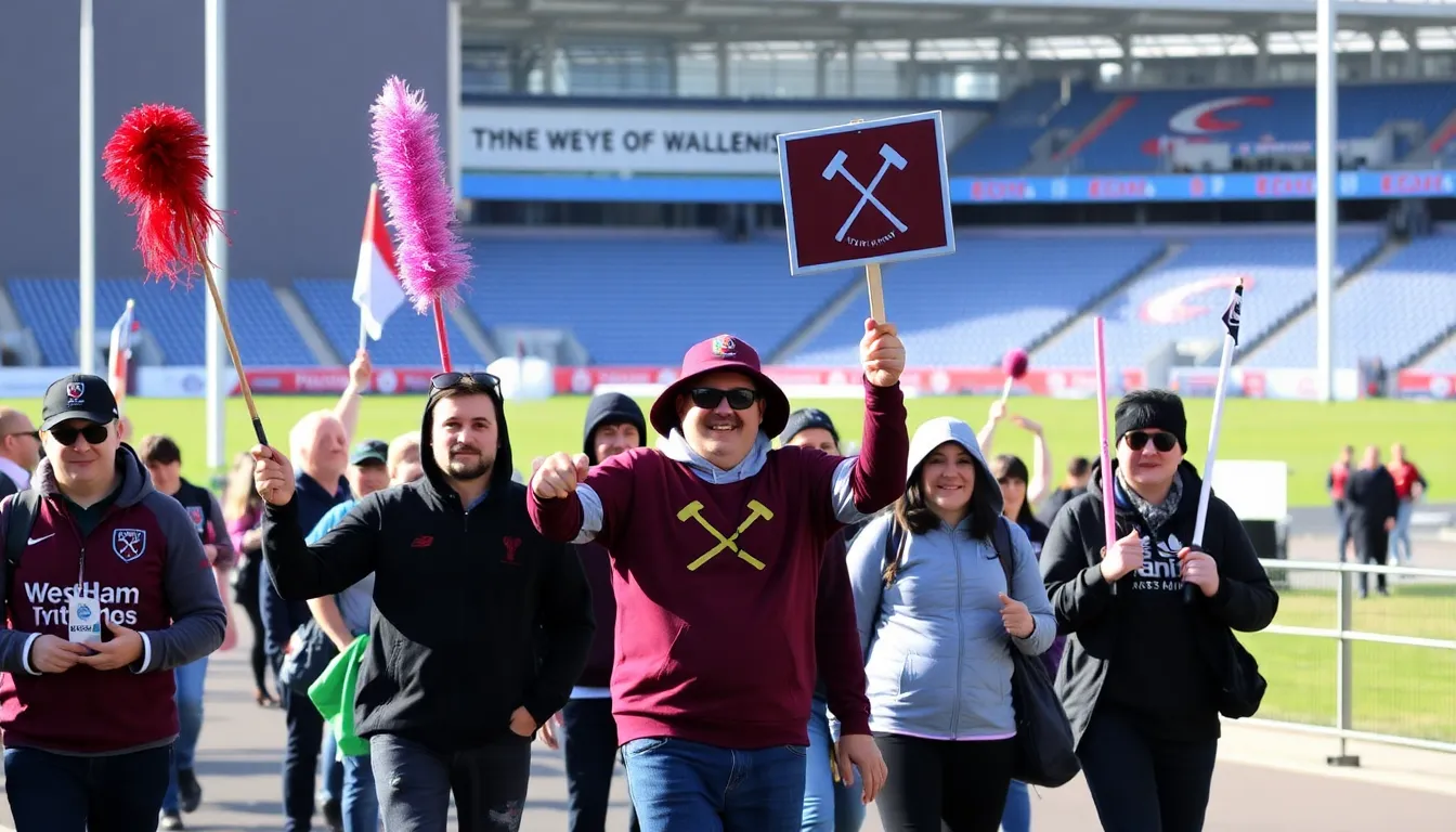 A vibrant crowd fills the stands, showcasing the passionate support for both clubs as the players take to the field for the highly anticipated TyneWear derby