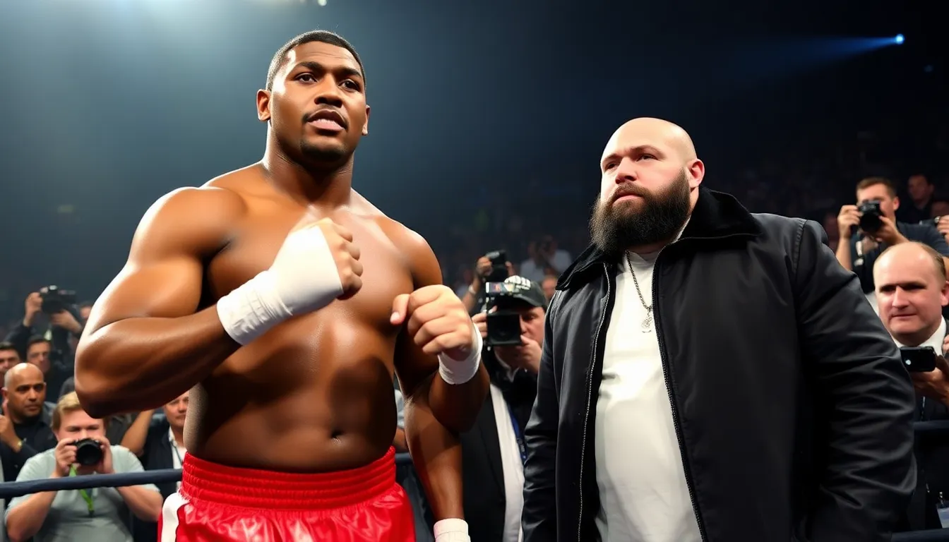 Anthony Joshua passionately challenges Tyson Fury during a press conference, emphasizing the need for Fury to prove himself as a true champion in the heavyweight boxing division.