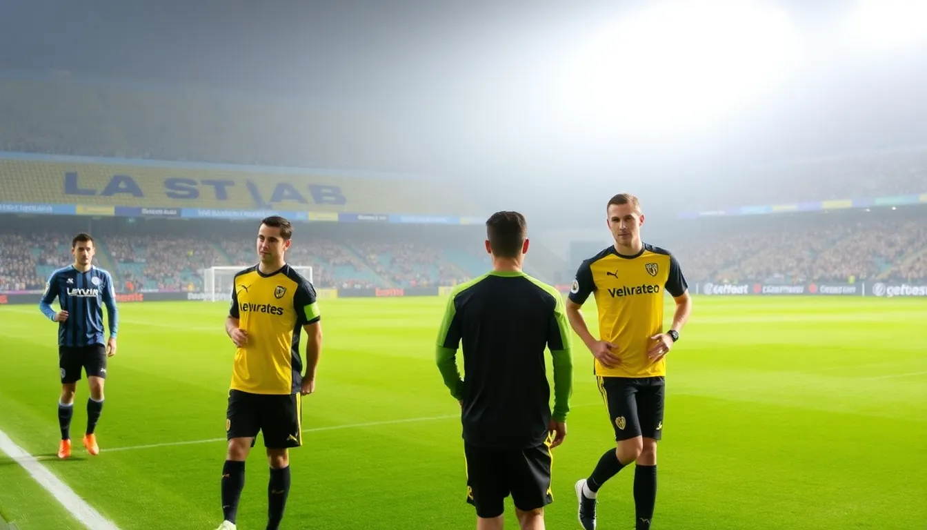 Villarreal fans showcasing their team colors and banners, creating an electric atmosphere in the stadium before the match