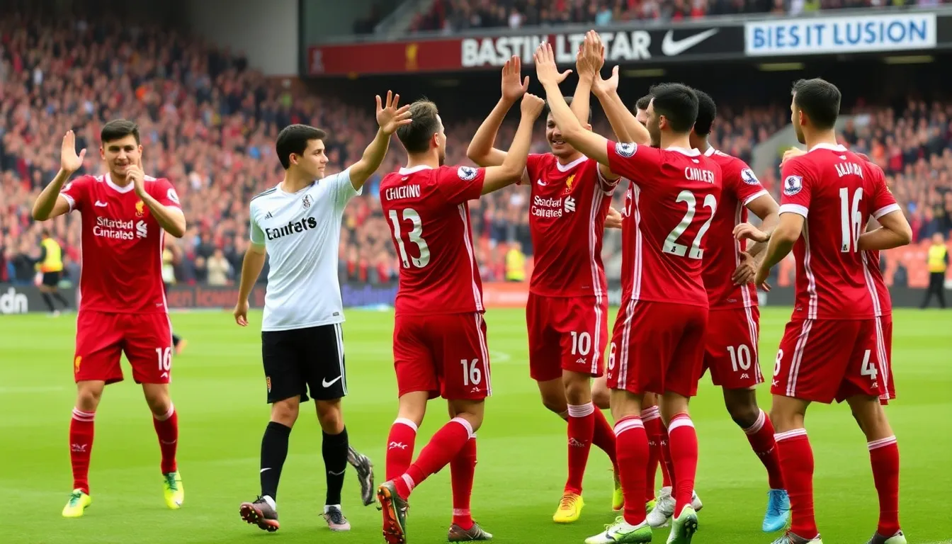 The Liverpool squad huddles together in a show of solidarity, reinforcing their collective resilience throughout the match
