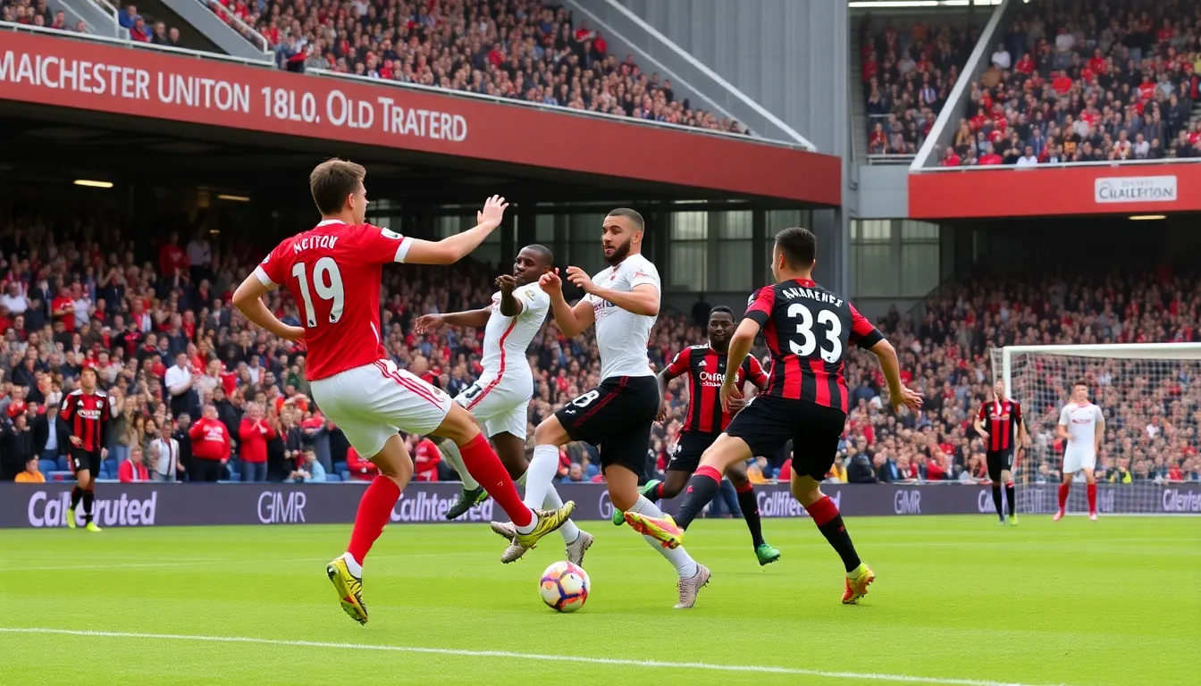 Manchester United's attacking trio coordinates a strategic play, emphasizing their determination to secure a vital win against Bournemouth