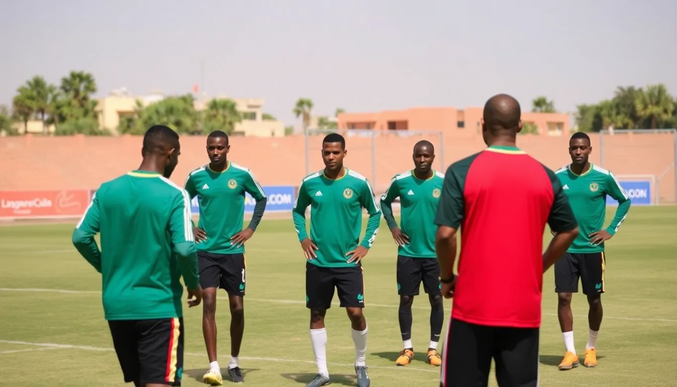Mozambique's national football team trains intensely in preparation for their firstever Africa Cup of Nations tournament in Morocco, with players showcasing their skills and teamwork on the field.