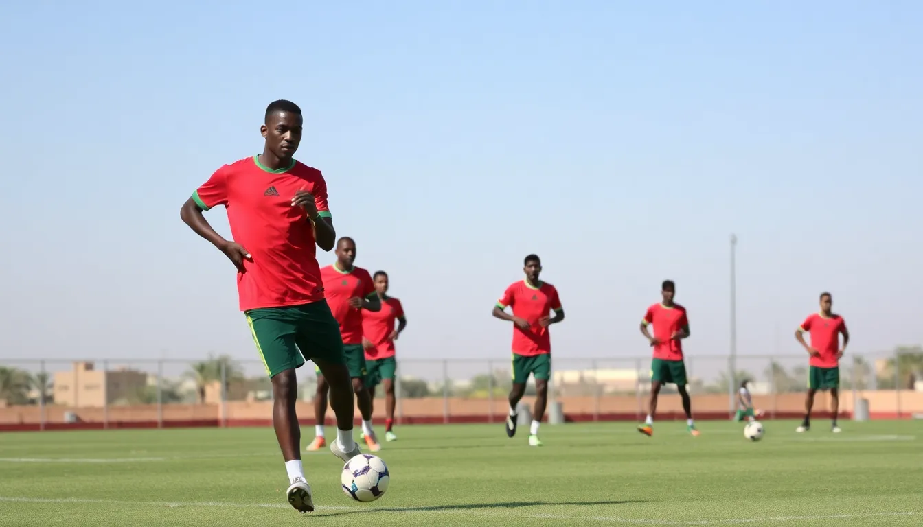 Key players Genilson and Edmilson training together, emphasizing their vital roles in Mozambique's quest for success in the upcoming competition