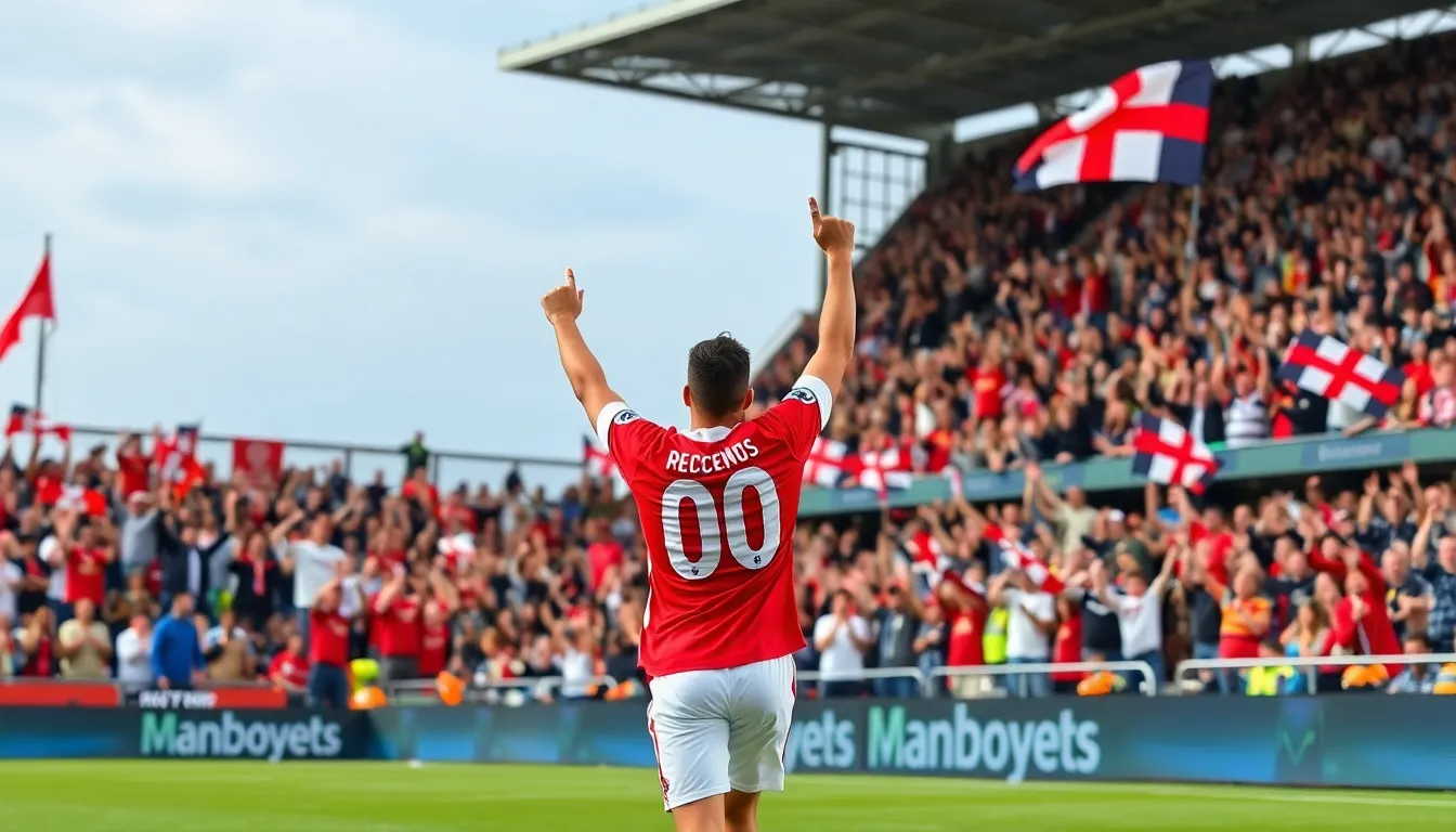 Fans erupting in cheers and applause in the stands, reflecting their excitement and pride for Shaw's milestone and the team's success