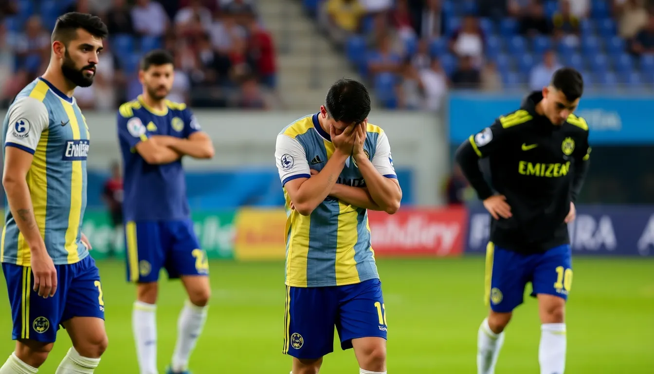 Midfielder Otavio sitting on the sidelines, visibly frustrated, as he continues to recover from an injury affecting the team's performance