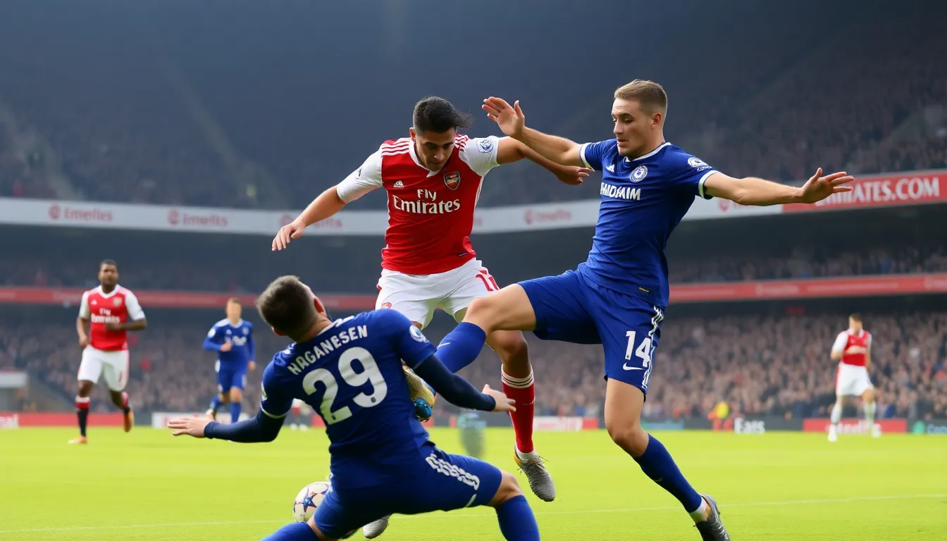 Leandro Trossard celebrates his decisive goal in the 71st minute, sealing Arsenal's victory in a thrilling encounter against Chelsea