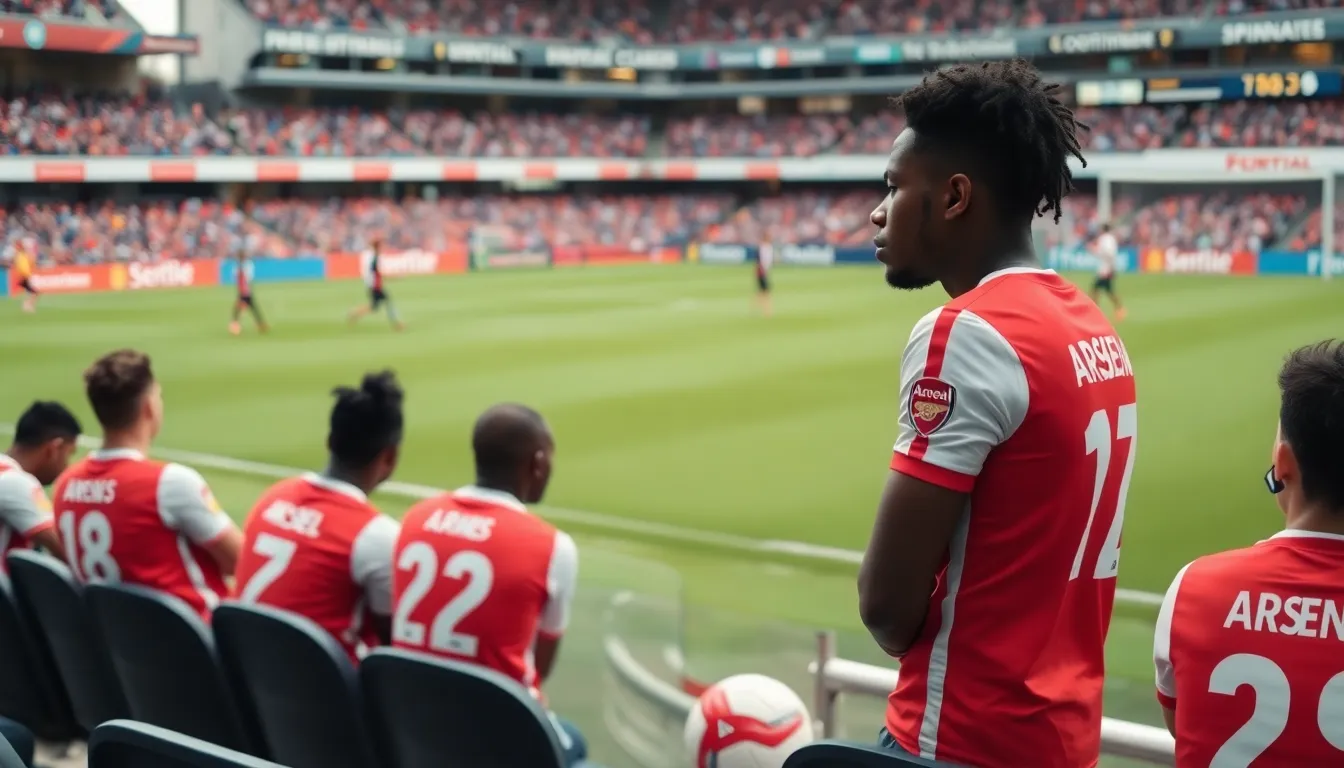 A packed Emirates Stadium filled with passionate fans, showcasing the high expectations surrounding Eze's performance after his £67 million transfer