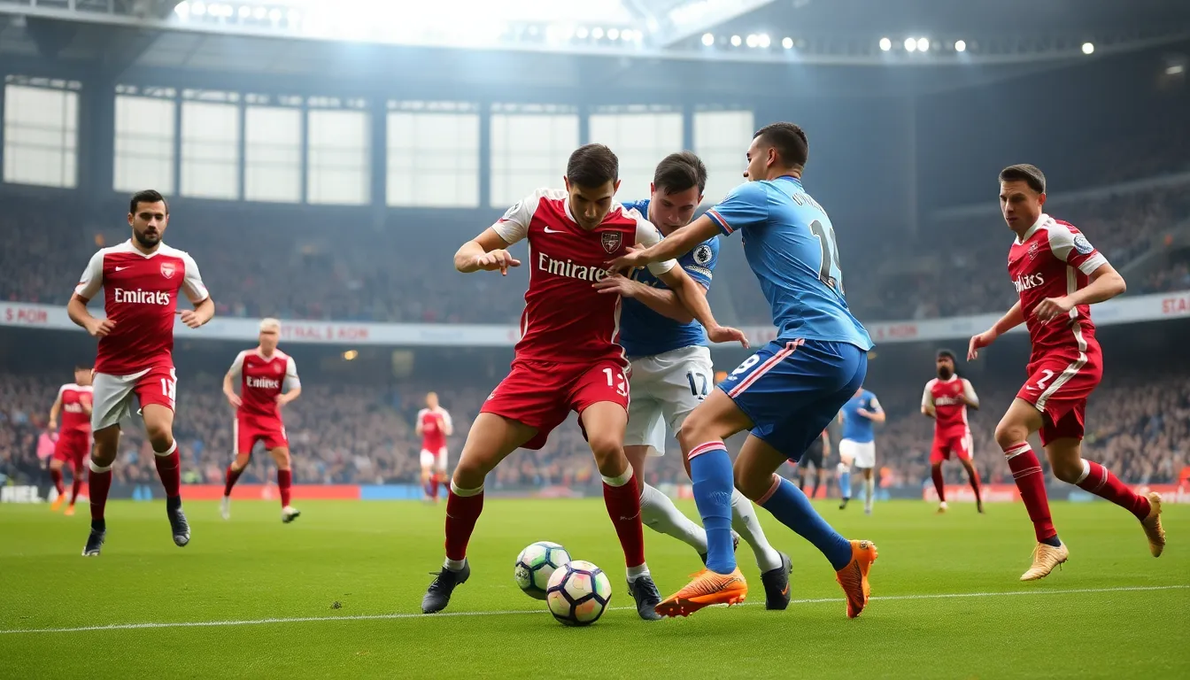 The electrifying atmosphere at the Emirates Stadium as passionate fans cheer for their respective teams during the intense encounter