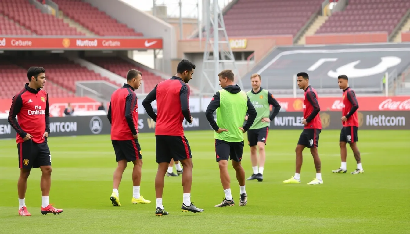 The team huddling together in a display of unity and determination after scoring a crucial goal, reflecting the revitalized morale and teamwork instilled by Michael Carrick