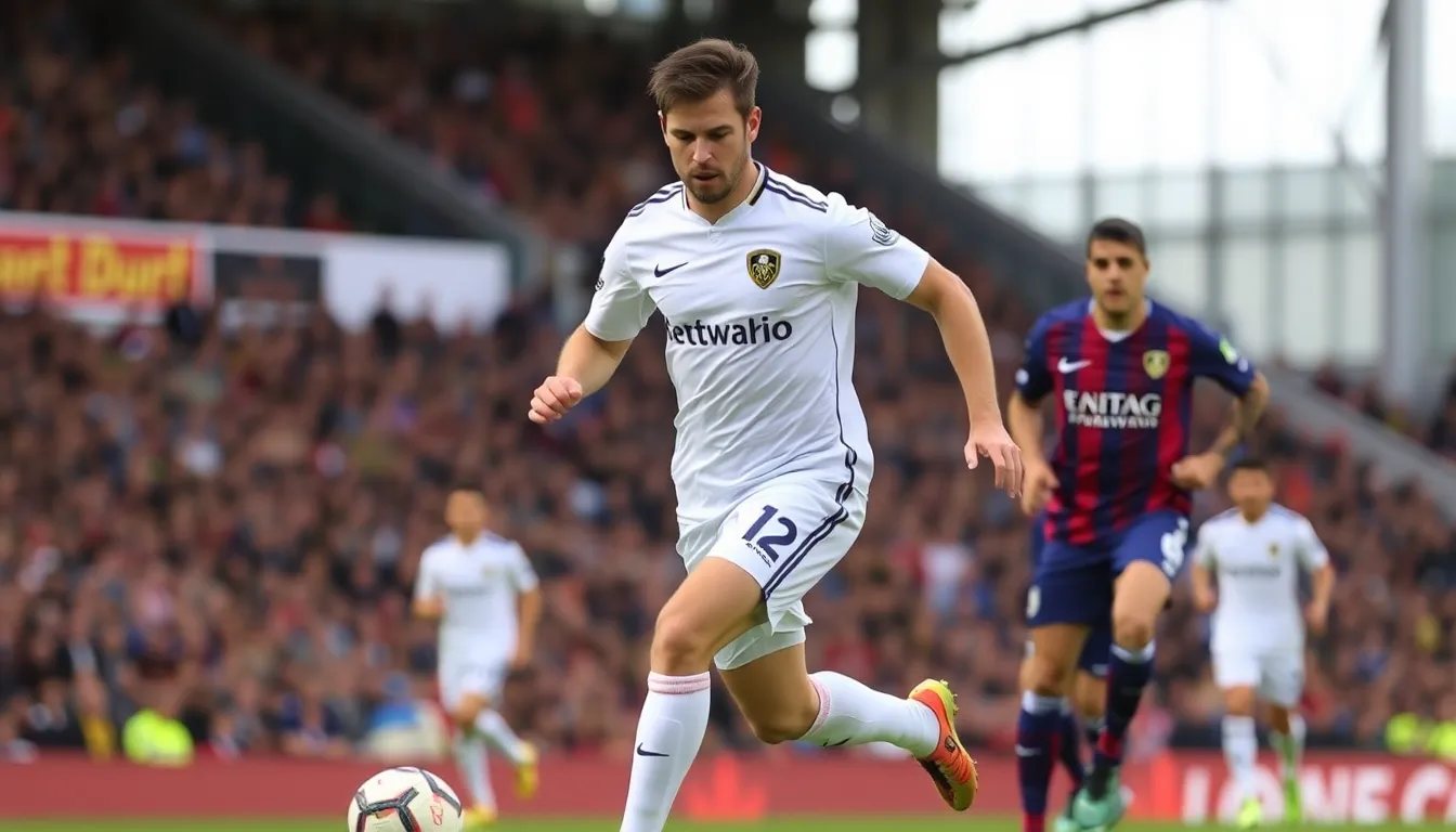 Aaronson demonstrating his tactical awareness and confidence during a match, contributing to Leeds United's performance in the Premier League