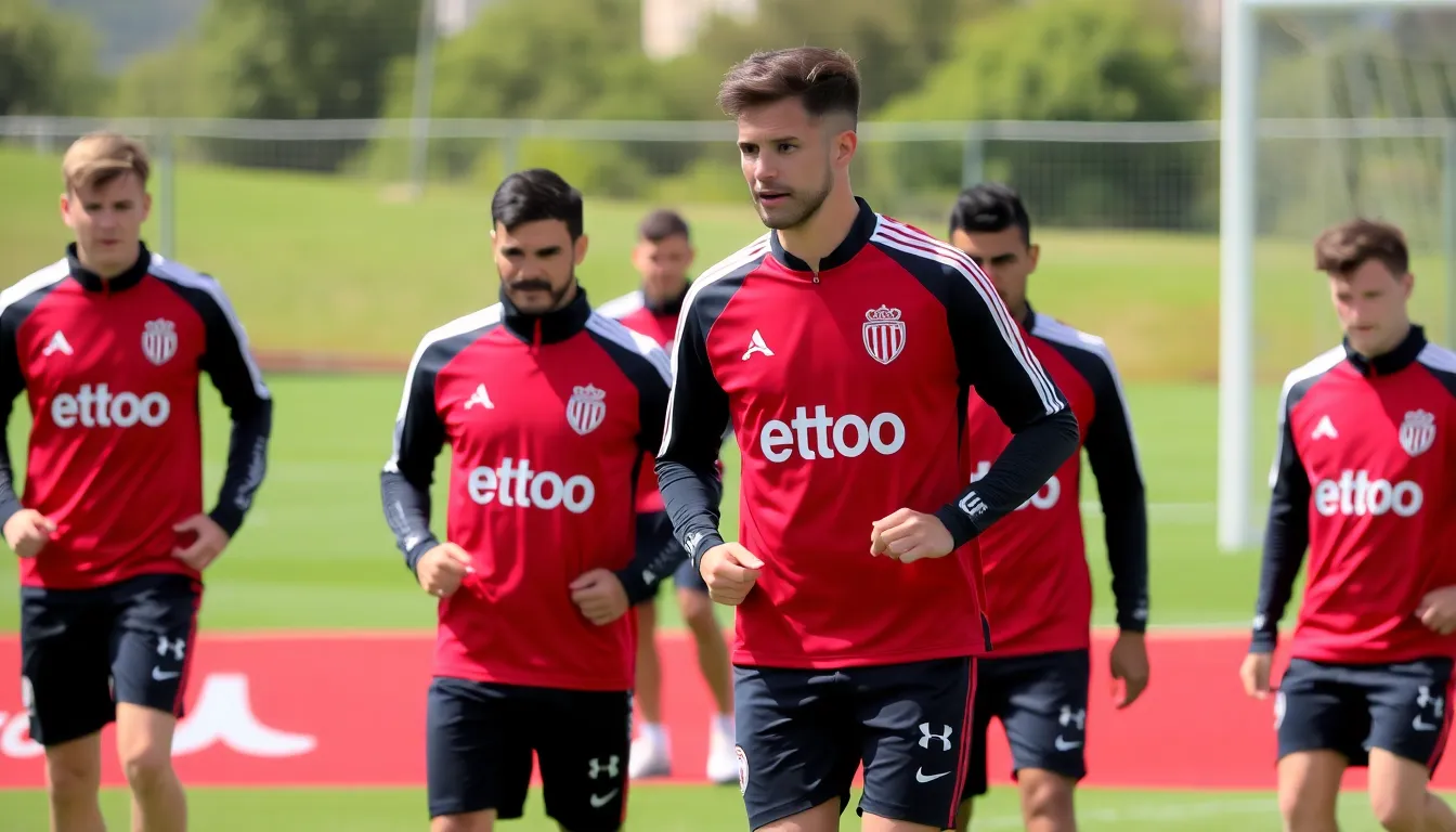 A vibrant scene filled with enthusiastic AS Monaco fans, illustrating the potential for increased engagement and community initiatives stemming from the partnership with eToro