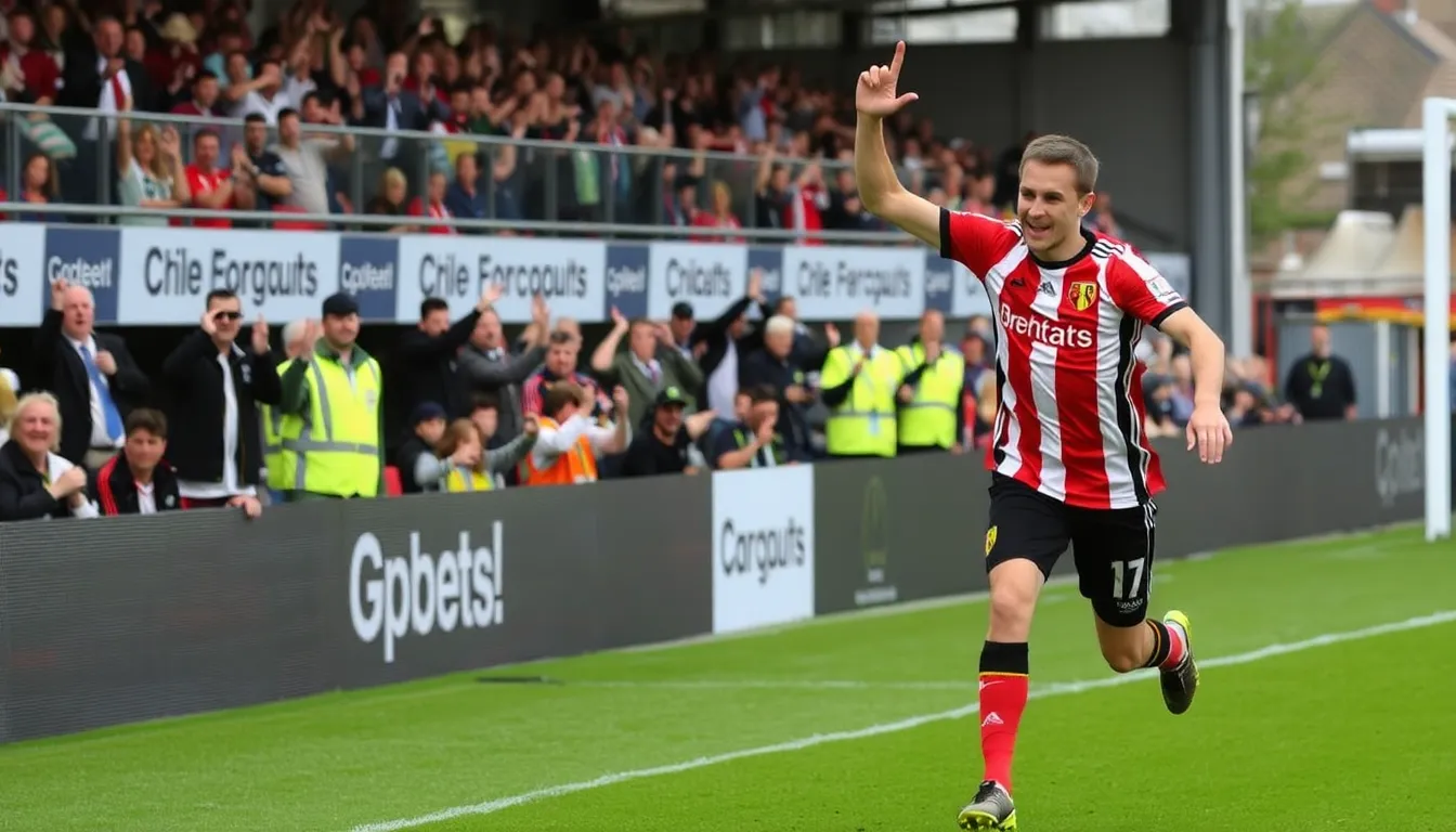 Fans cheer enthusiastically from the stands, creating an electric atmosphere that underscores their support for Brentford during the FA Cup clash