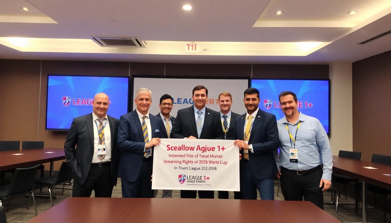 A marketing team collaborates on promotional strategies to engage viewers ahead of the World Cup, highlighting the significance of digital streaming in sports