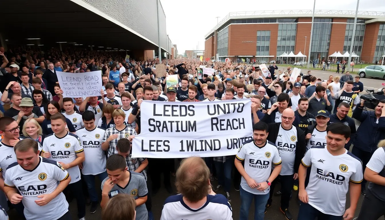 The local community gathers to show support for the Elland Road expansion, showcasing the collaboration between Leeds United and its surrounding neighborhoods