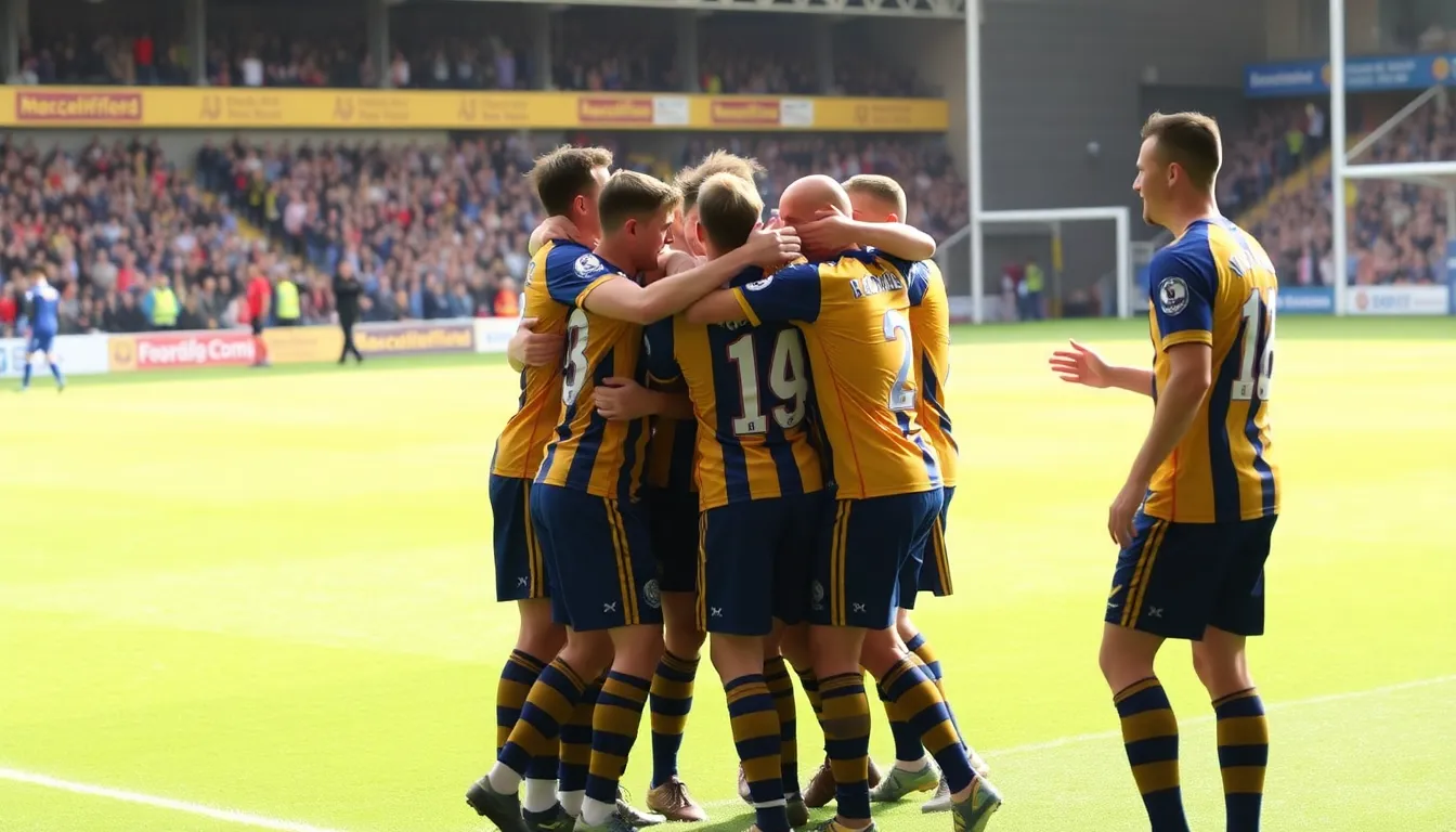 Fans in Macclesfield adorned in club colors, expressing their pride and excitement following the historic victory over a higherranked opponent