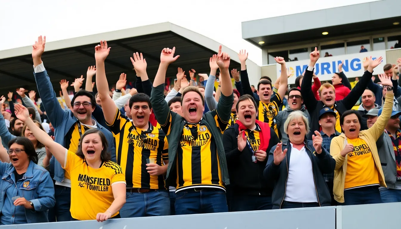 The atmosphere at One Call Stadium is electric as fans cheer for Mansfield Town during their thrilling match against Sheffield United