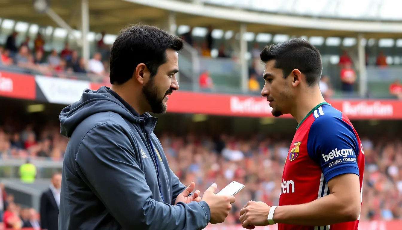 A Barcelona midfielder is seen during a training session, contemplating a potential transfer to Manchester United as the club seeks a replacement for the injured Casemiro.