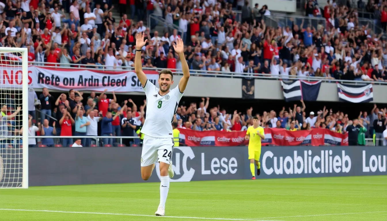 Fans expressing their emotions in the stands, highlighting the tension and passion surrounding the contentious goal during the match