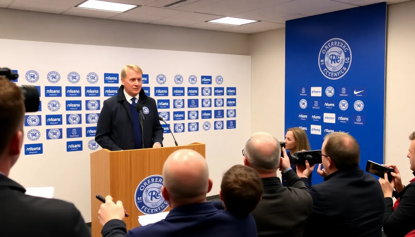 A vibrant scene of Rangers fans cheering in the stands, reflecting the excitement and anticipation surrounding the potential arrival of a new goalkeeper
