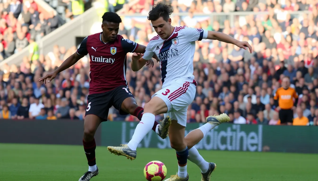 A tense moment on the pitch as players from both teams clash, highlighting the high stakes and competitive atmosphere of the Europa League