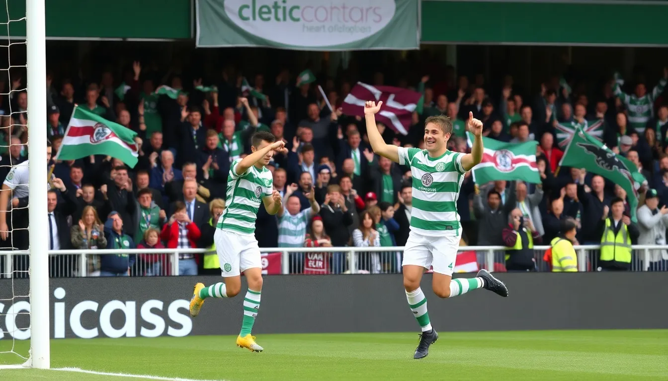 A vibrant scene of supporters gathering outside the stadium before the matches, reflecting the enthusiasm and community spirit surrounding the Scottish Premiership