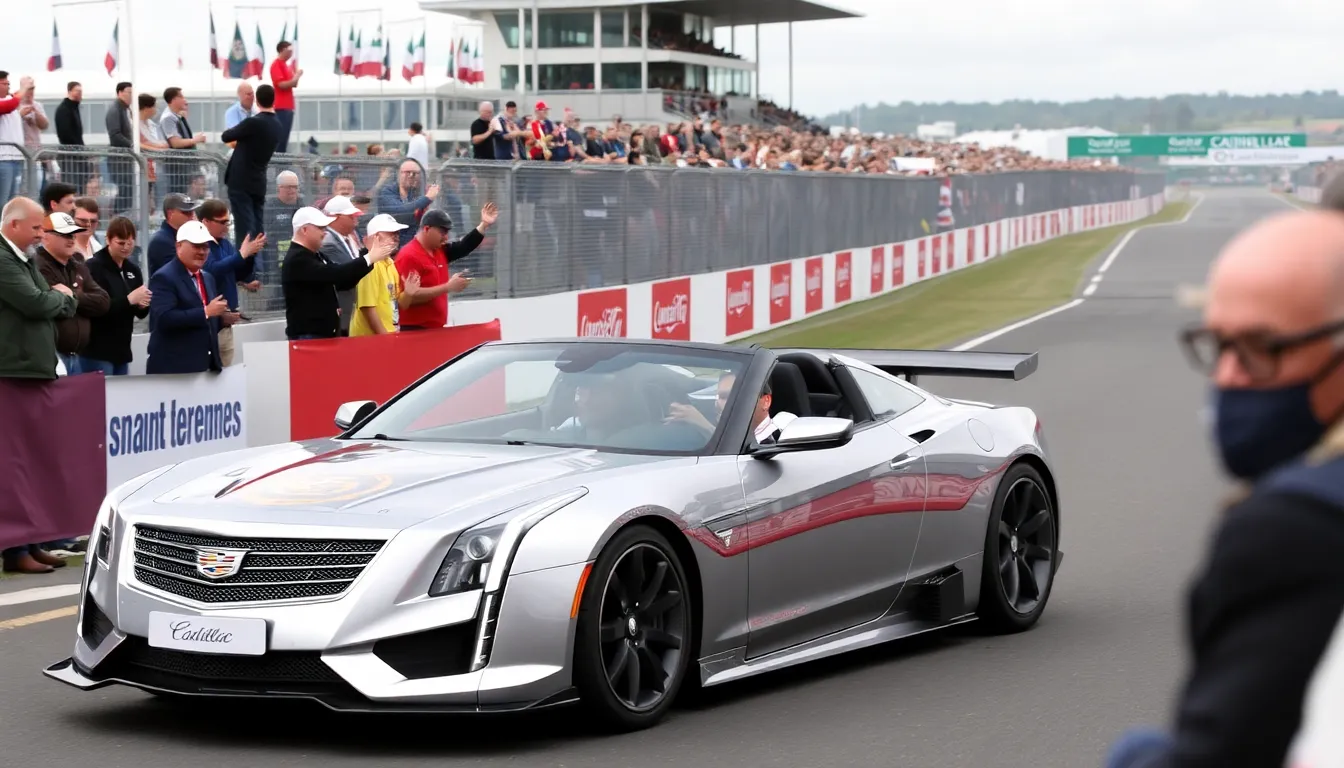 The sleek design of the Cadillac car stands out against the backdrop of Silverstone, symbolizing the brand's bold entry into the competitive racing arena