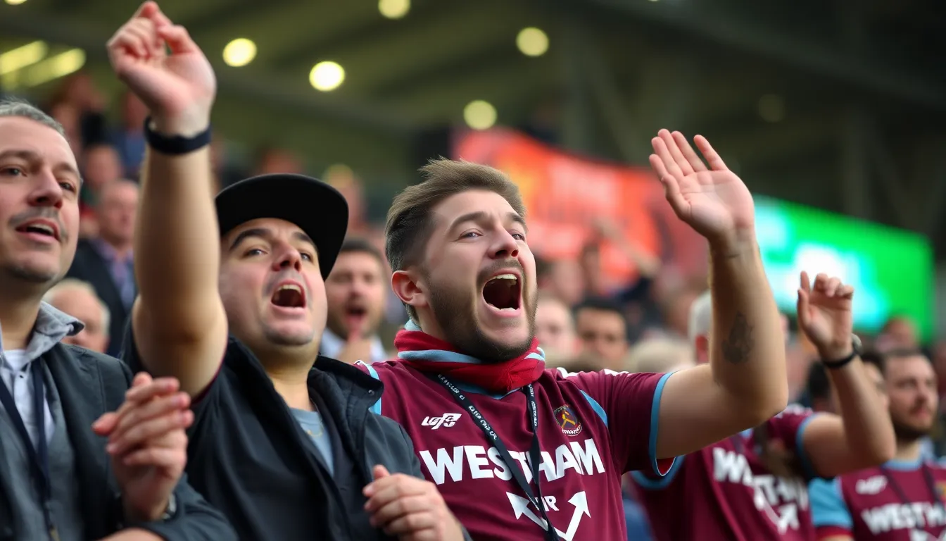 A closeup of a West Ham player showing signs of concern during a match, reflecting the team's struggles and low morale