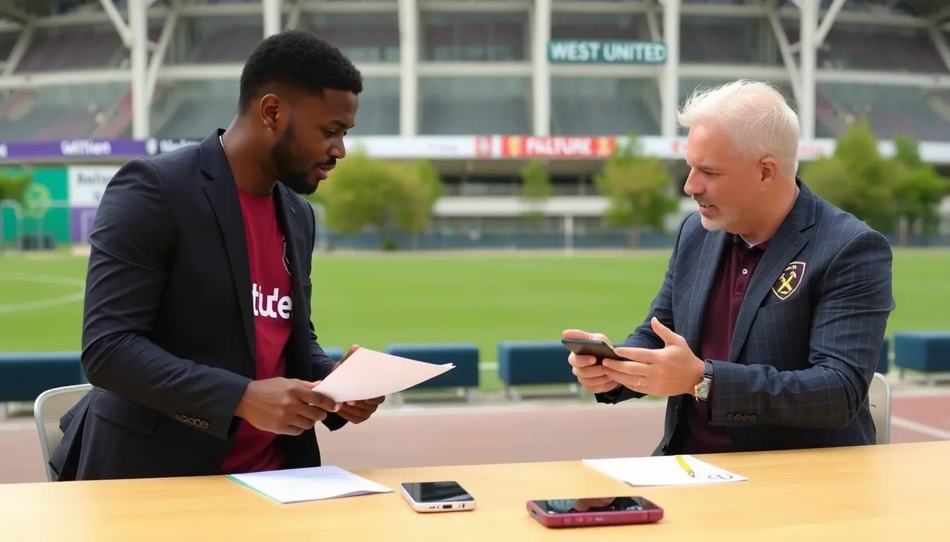 West Ham fans celebrate as the club announces the signing of winger Adama Traore from Fulham, hoping for a boost in their attacking lineup for the upcoming season.