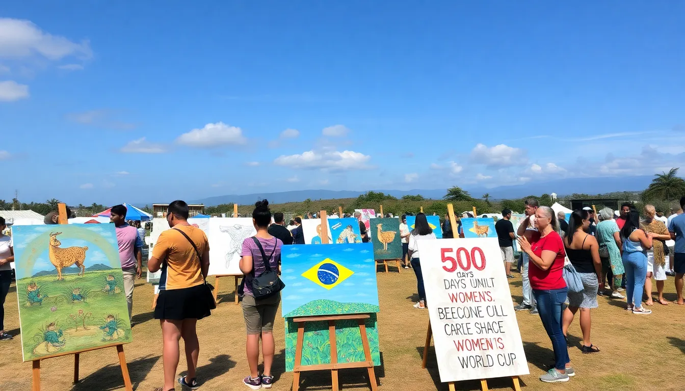 ブラジルの主要都市で、女子サッカーの重要性をテーマにした壁画が展示され、2027年女子ワールドカップ開幕500日前を祝うアートイベントが盛況に行われている。