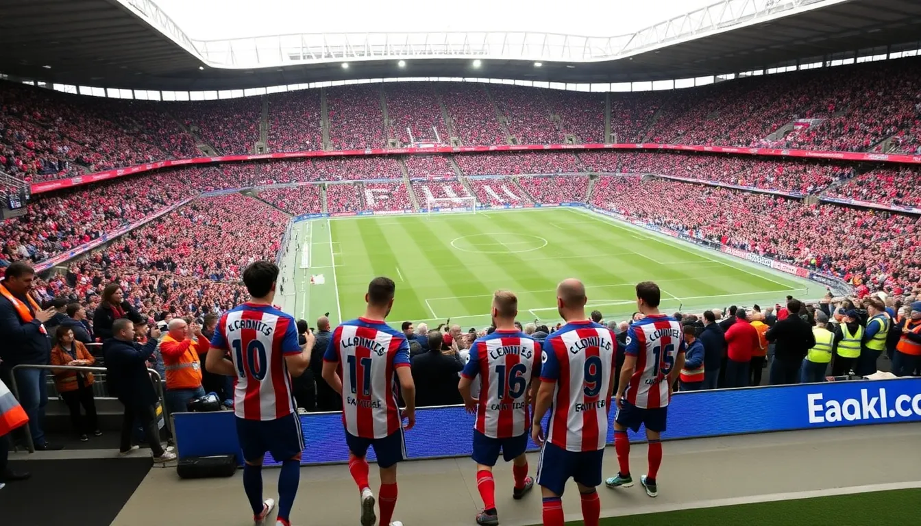 Fans gather at the Wanda Metropolitano Stadium, wearing team colors and eagerly anticipating the Atlético de Madrid vs Espanyol match on October 29, 2023.