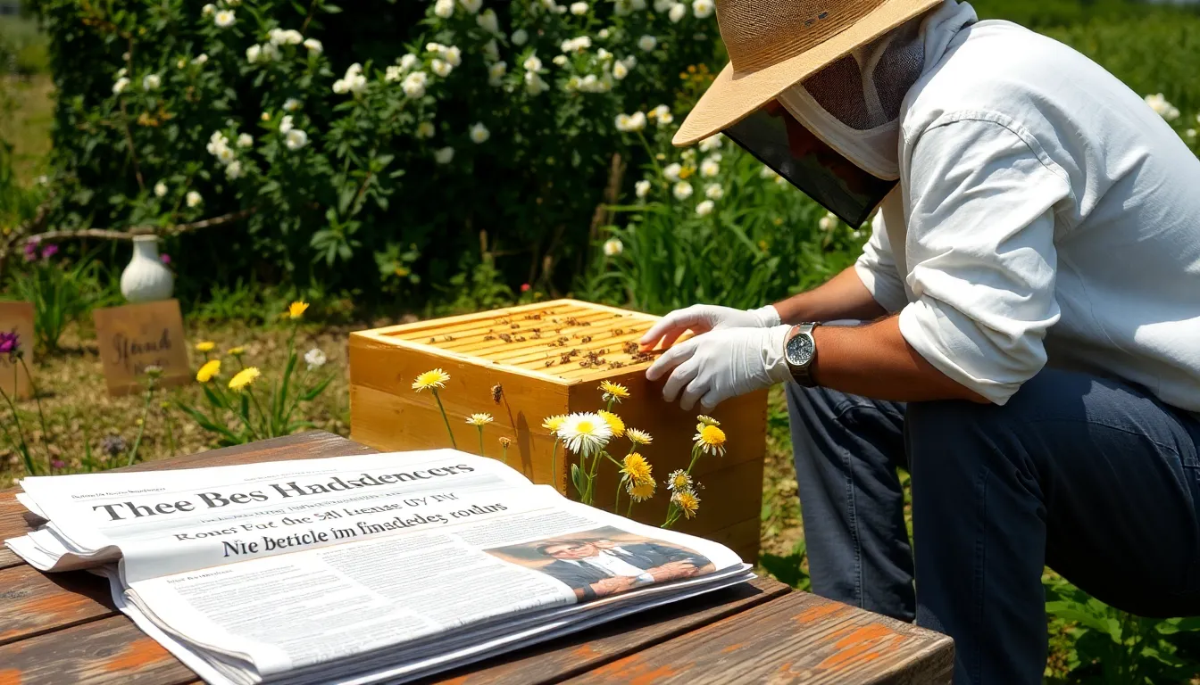 Environmental advocates discussing strategies to protect bee habitats, underscoring the importance of biodiversity in agricultural practices