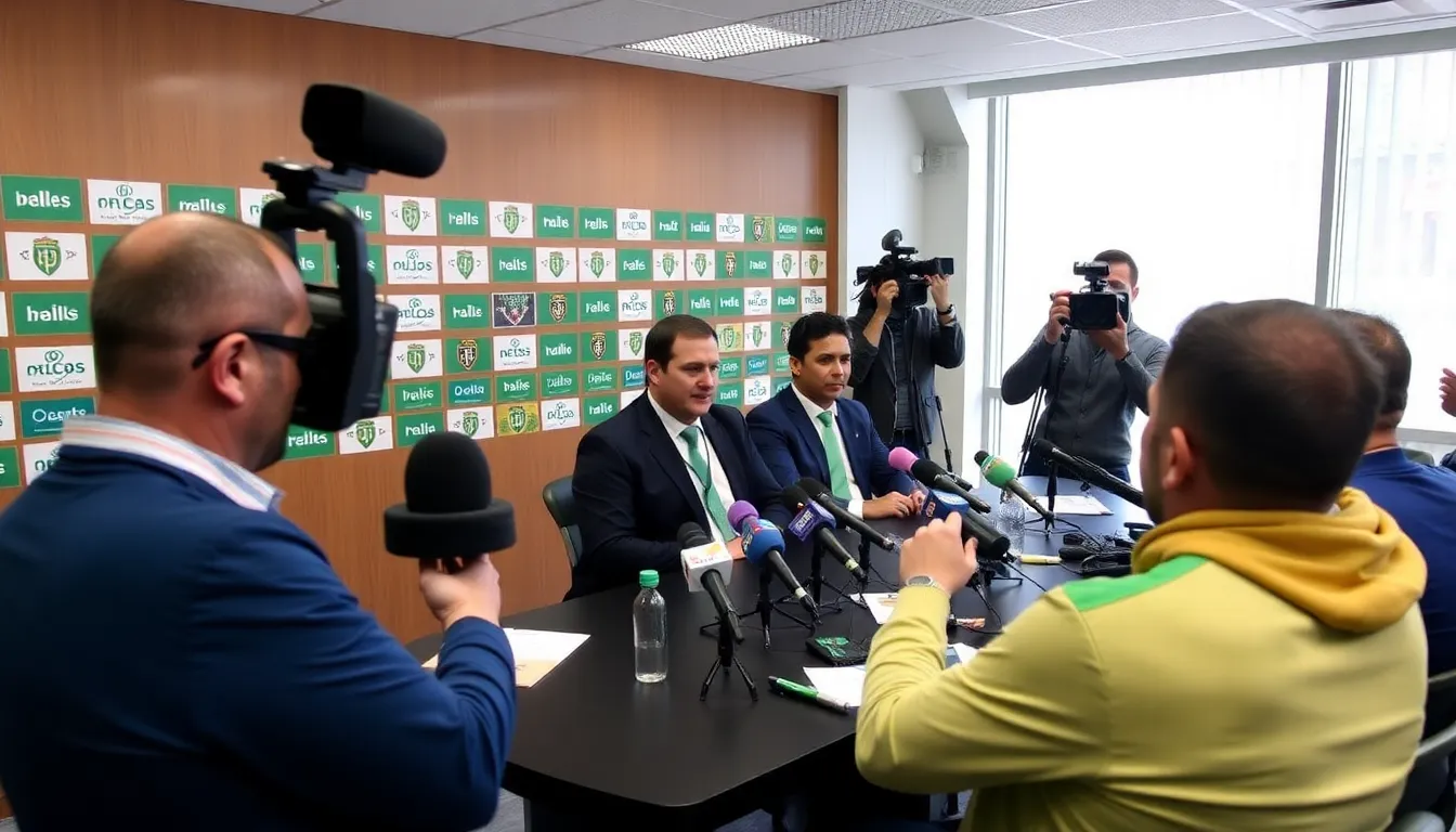 Fans of El Betis passionately supporting their team, creating an electrifying atmosphere as they await news on Gómez's eligibility