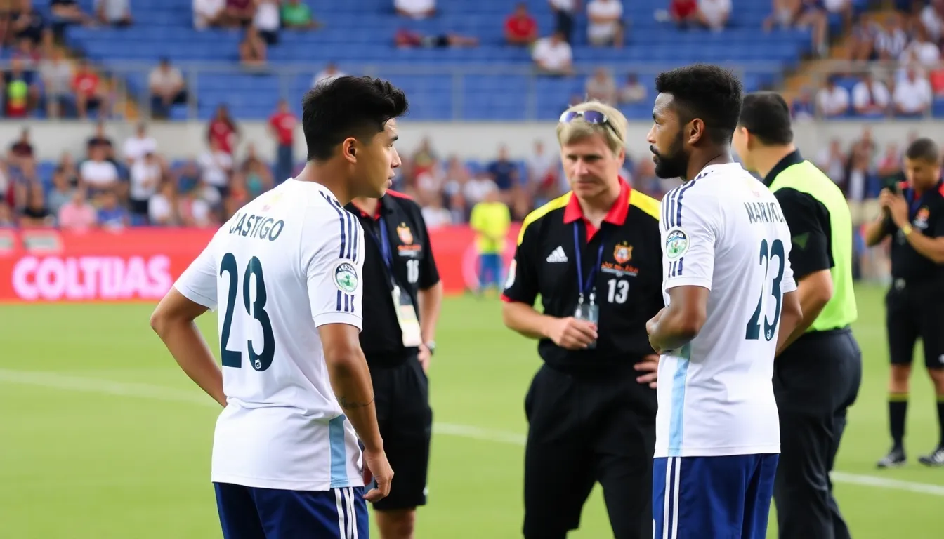 Kervin Arriaga stands on the field with a disappointed expression as he learns about his threematch suspension for misconduct during a recent match against the Portland Timbers.