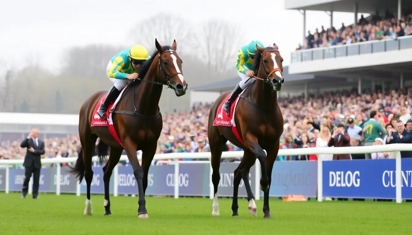 A bustling crowd gathers at the Lingfield racecourse, reflecting the anticipation and energy surrounding the Sprint Trial as fans eagerly await the showdown between two talented horses