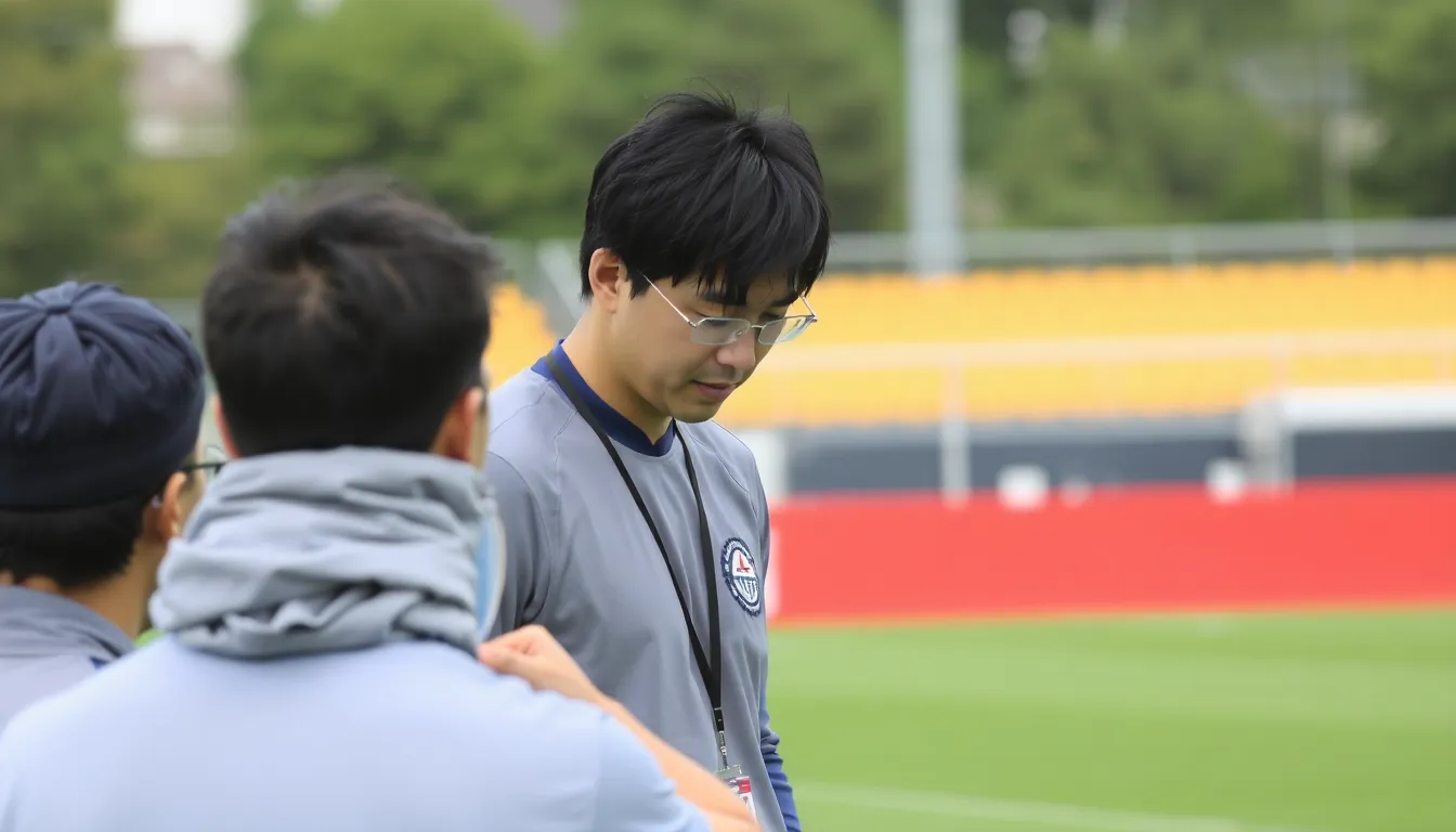 A training session in progress with players working hard to fill the gap left by Endo, highlighting the team's effort to adapt to his absence