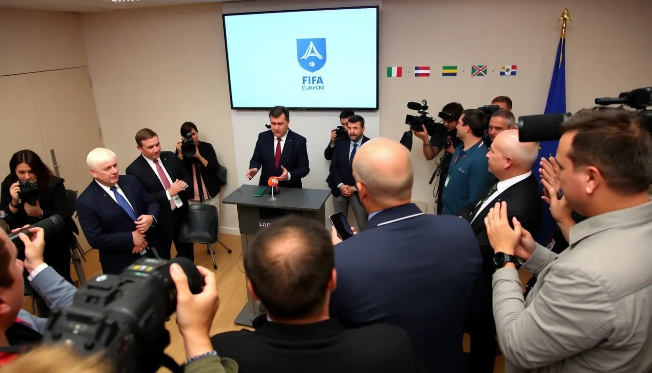 UEFAの新しい収益分配モデルに対する中小クラブの反発を象徴するデモの参加者たち