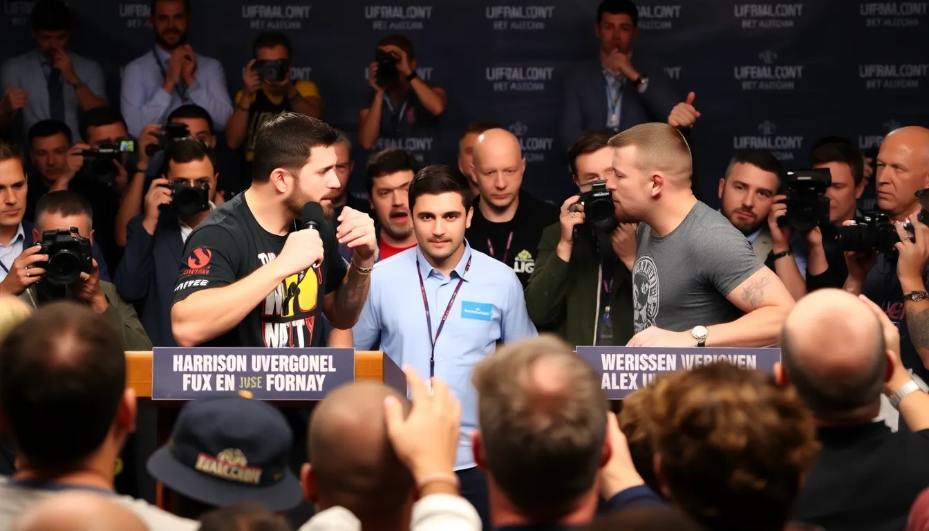 A promotional poster featuring both Verhoeven and Usyk, symbolizing the anticipated clash between kickboxing and boxing techniques