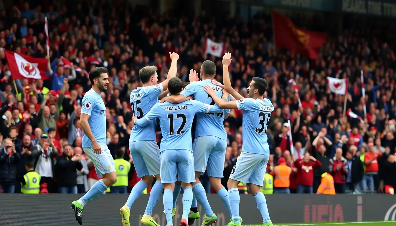 The moment of celebration as Haaland scores the stoppagetime penalty, sealing the victory for Manchester City