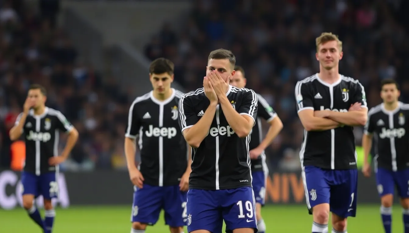Juventus players showing disappointment as they exit the field following their unexpected defeat to Atalanta