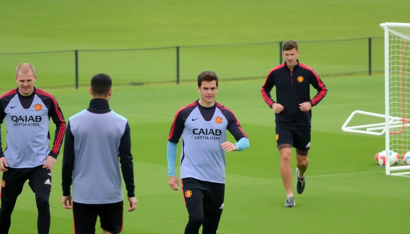 Harry Maguire is seen walking towards the training ground at Manchester United, with a concerned expression on his face as speculation about his future with the club grows.