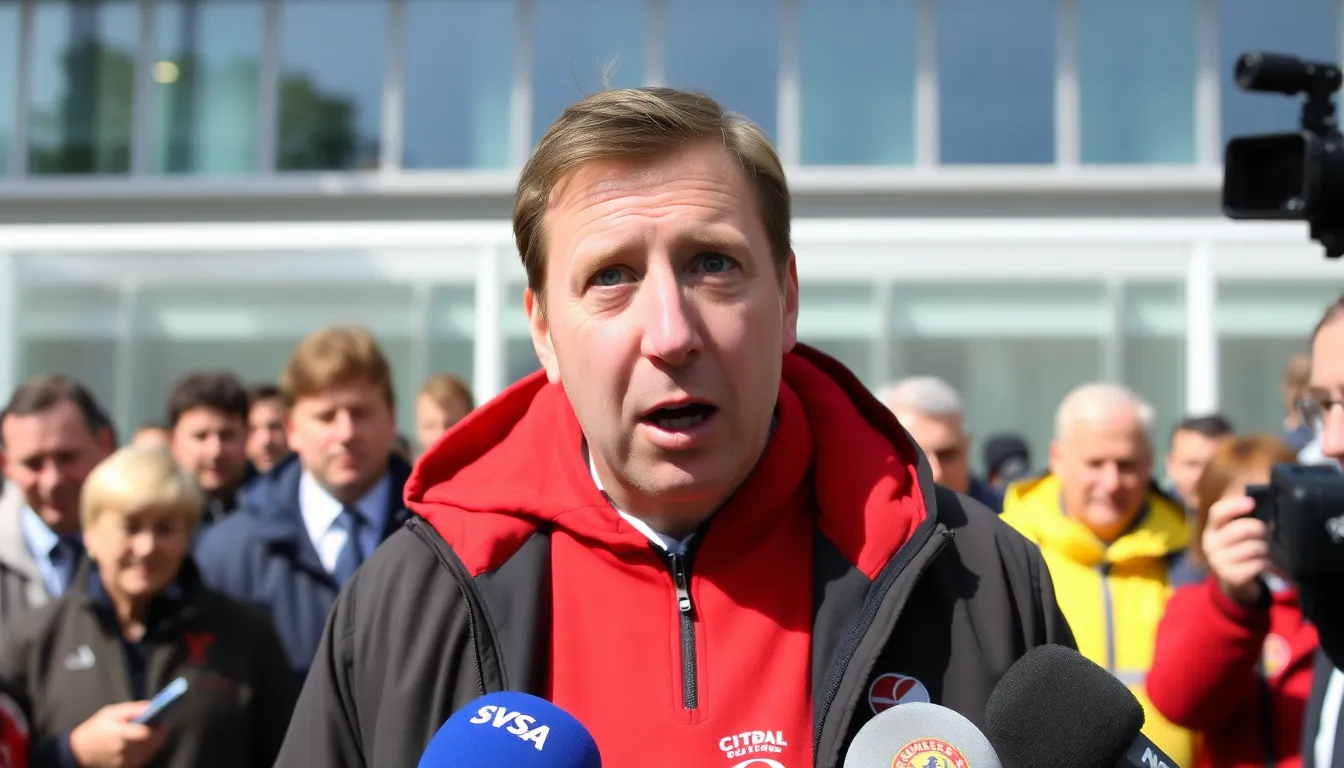 Paul Merson gestures with surprise while discussing Chelsea's recent management decisions during a sports commentary segment.
