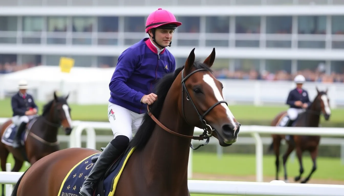 Pic D'orhy gallops confidently on the training track, showcasing his strength and agility as he prepares for the upcoming Ascot race against the favored Jonbon.