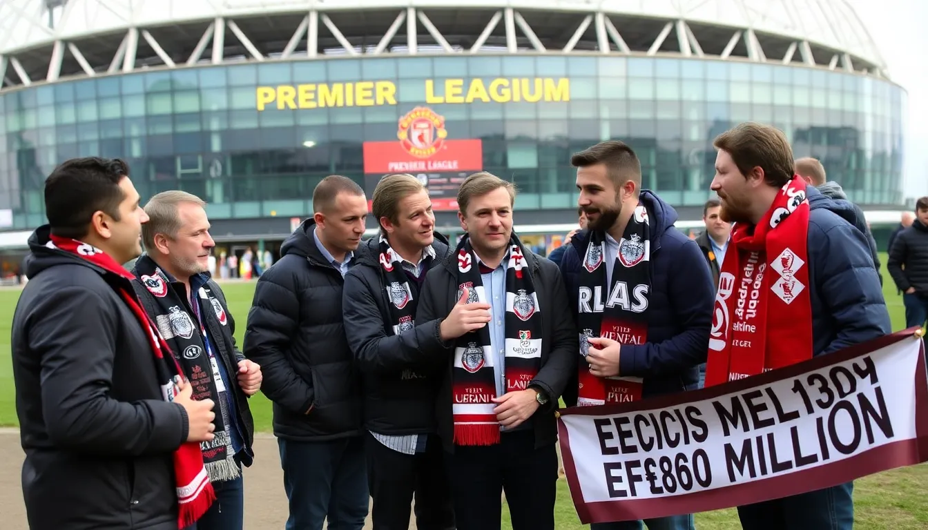 Fans celebrating in the stadium after the announcement of a highprofile transfer, highlighting the excitement and hope that comes with signing a promising young player