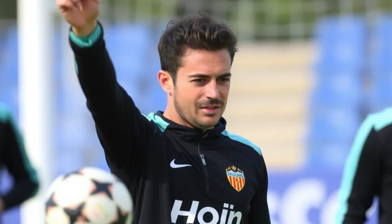 Renzo Saravia is seen holding a Valencia CF jersey during his official presentation at the club's training facility after joining on loan.