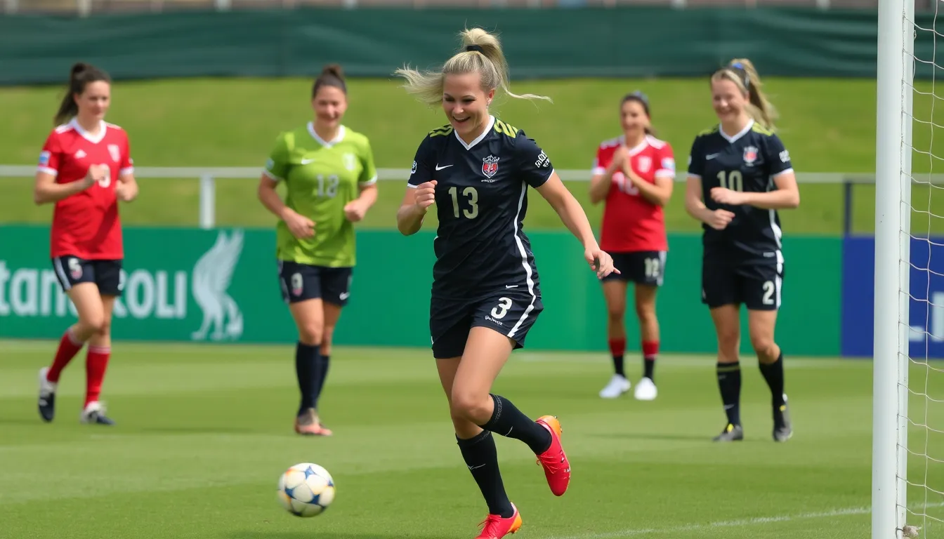 The celebration of Kerolin's fourth goal of the season highlights her status as one of the league's top scorers