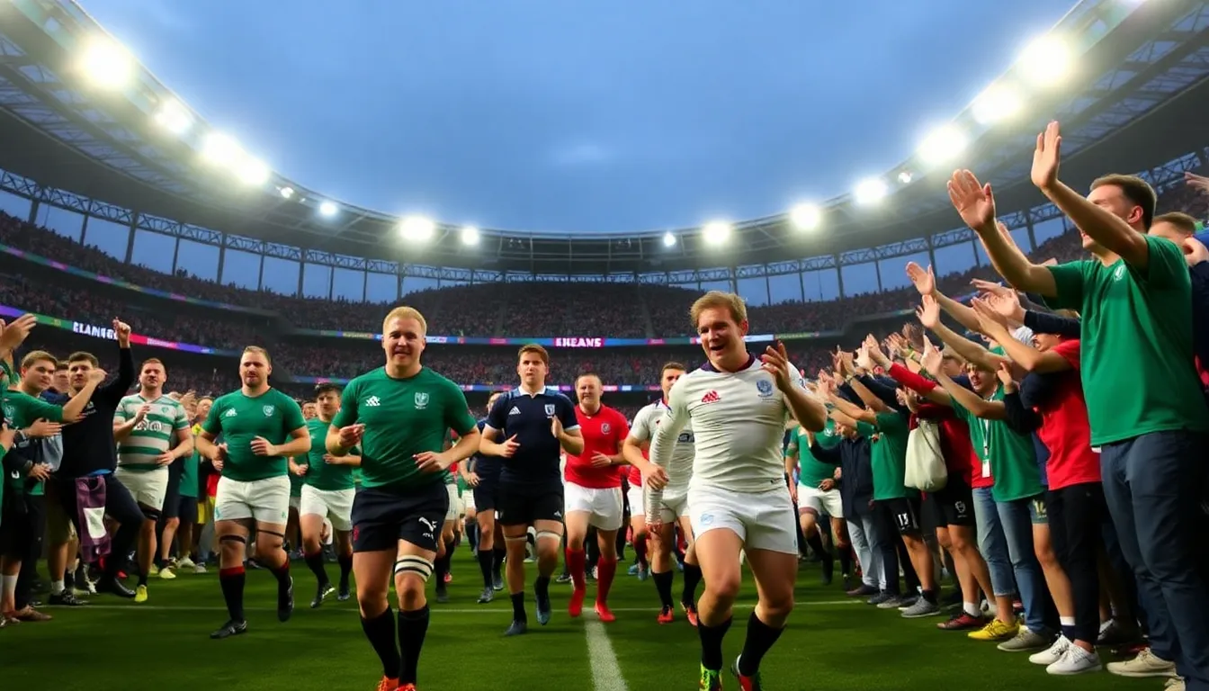 Players from both teams engage in an intense warmup session, highlighting the competitive spirit and preparation for the highly anticipated clash