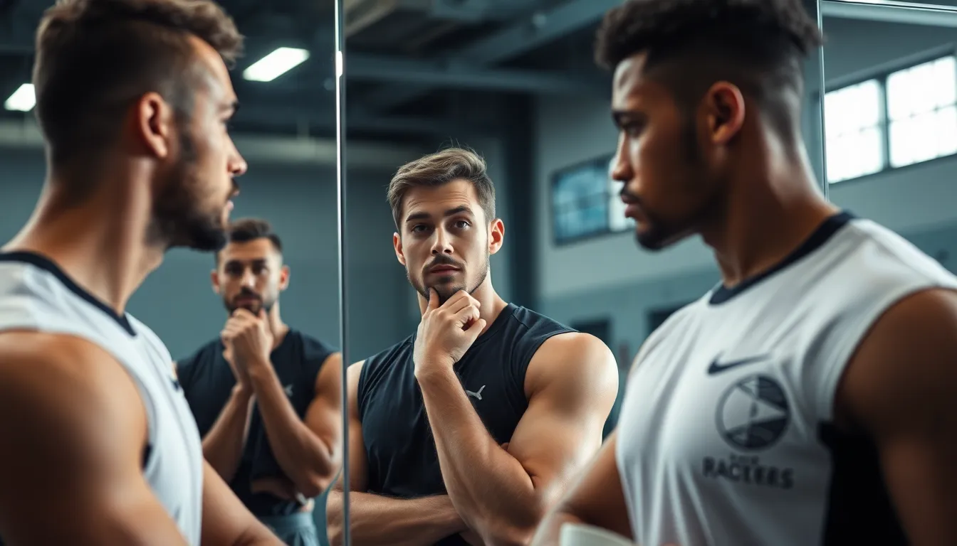 A group of players stands on the sidelines, deep in conversation as they reflect on their recent performances during a tense moment in a league match.