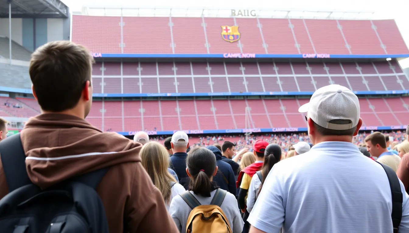 Supporters wearing team colors and masks, showcasing their enthusiasm while adhering to health protocols during the match